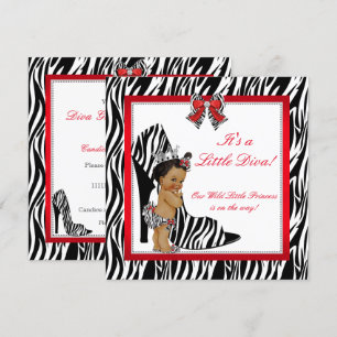 Diva-Zebra-Prinzessin-Girl-Baby-Party Ethnisch Einladung