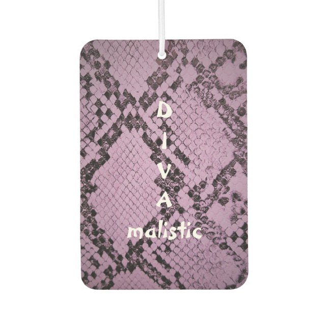 DIVAmalistisch Lila Snakeskin Print Air Freshener Autolufterfrischer (Vorderseite)