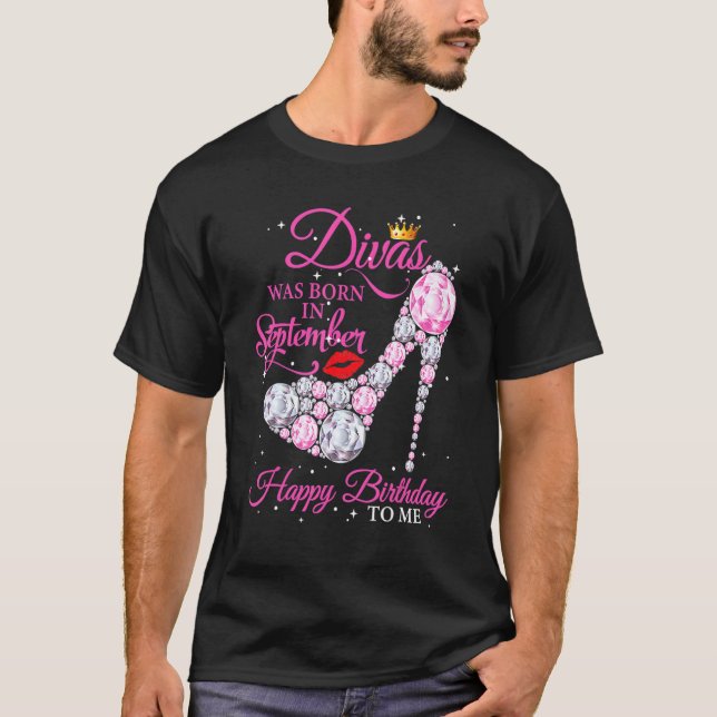 Divas sind Geboren im September glücklichen Geburt T-Shirt (Vorderseite)