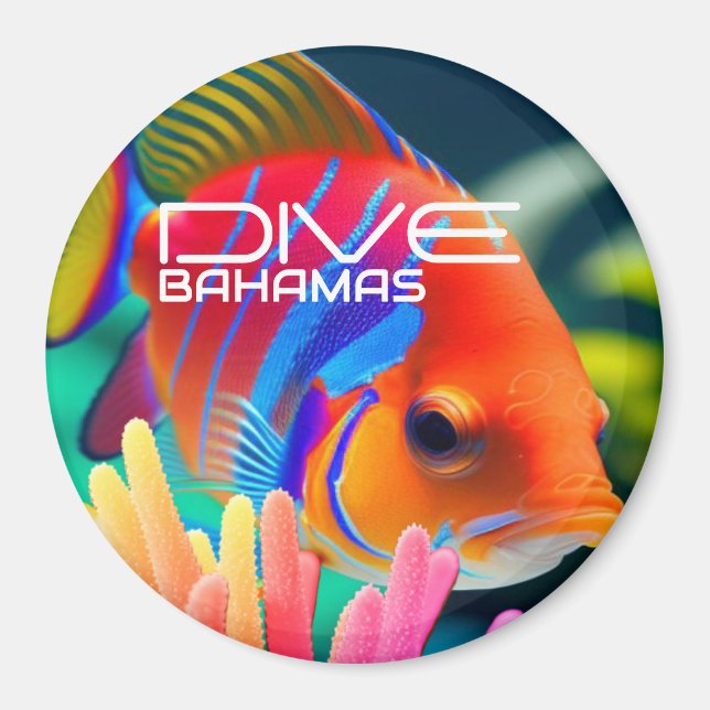 Dive Bahamas - rund Magnet (Vorne)