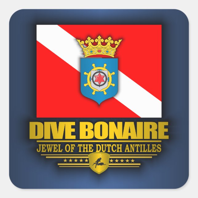 Dive Bonaire 2 Quadratischer Aufkleber (Vorderseite)