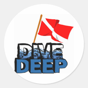 Dive Deep SCUBA Runder Aufkleber