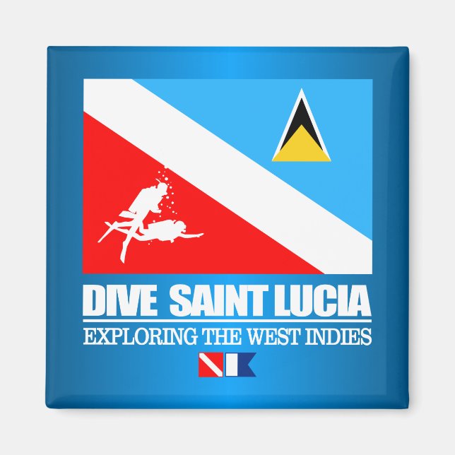 Dive Saint Lucia (sq) Magnet (Vorne)