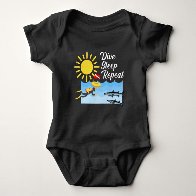 Dive Sleep Repeat Design - Baby Jersey Bodysuit Strampler (Vorderseite)