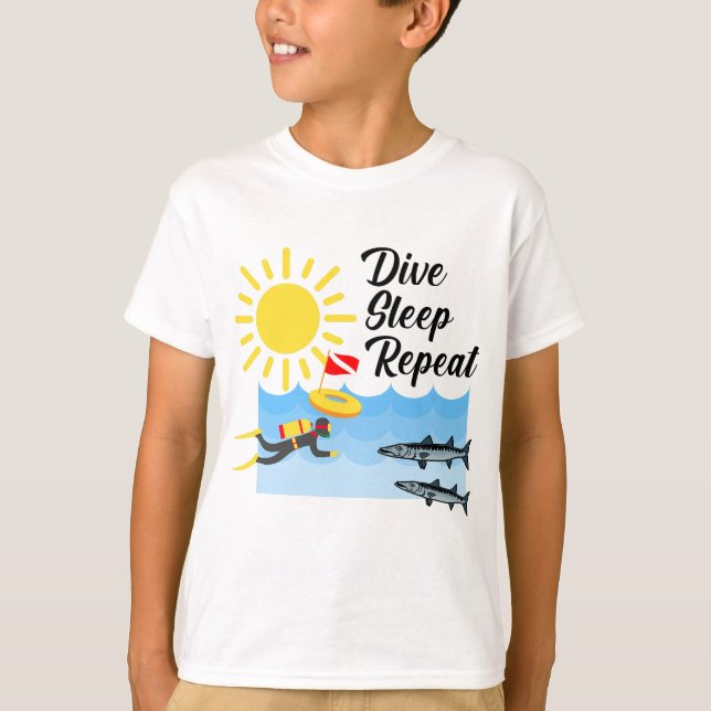 Dive Sleep Repetierdesign - Kids' Basic T - Shirt (Vorderseite)