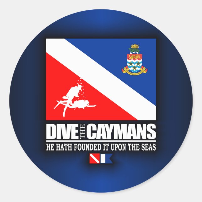 Dive the Caymans Runder Aufkleber (Vorderseite)