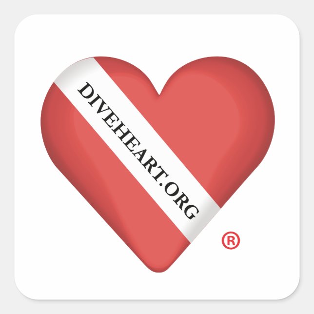 Diveheart Heart Square Sticker (Vorderseite)