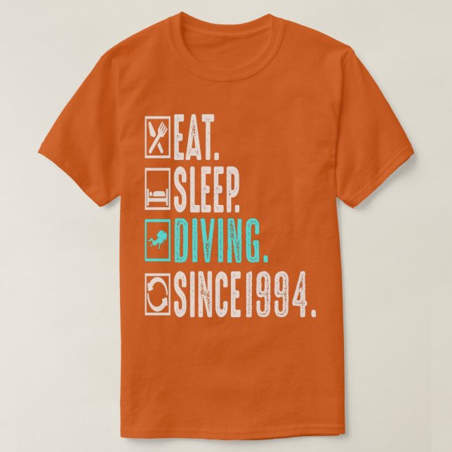 Diver isst Sleep Diving Wiederholung seit 1994 Ges T-Shirt (Design vorne)