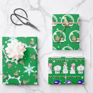 Divers neigeurs de Noël enveloppant des feuilles d