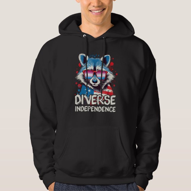 Diverse Independence  Raccoon Bigender Sunglasses  Hoodie (Vorderseite)