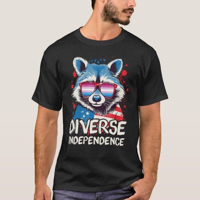 Diverse Independence  Raccoon Bigender Sunglasses  T-Shirt (Vorderseite)