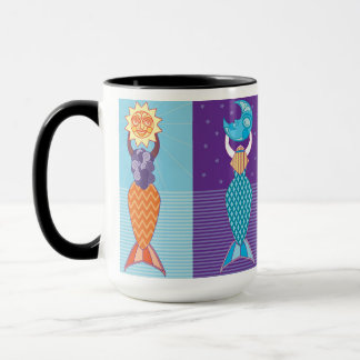 Diverse Mermaids Black Accent Kaffee Tasse 15 Oz