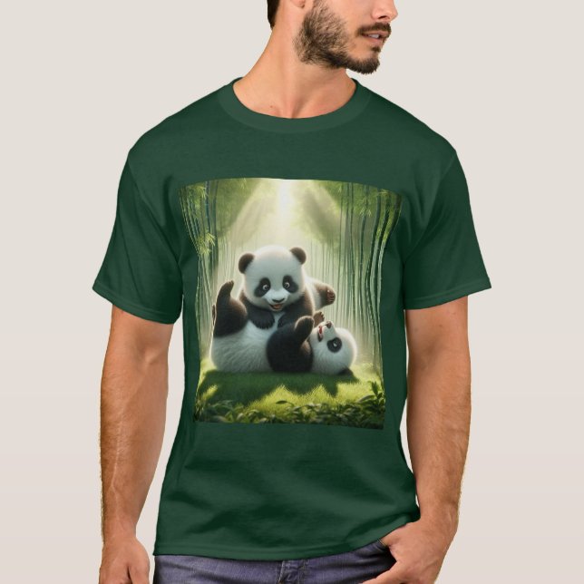Diversión Pandástica: Ositos Panda Jugando T-Shirt (Vorderseite)