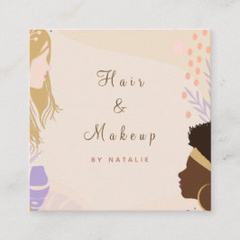 Diversity Beauty Hair Makeup Artist Boho Neutral Quadratische Visitenkarte