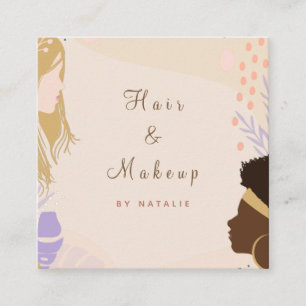 Diversity Beauty Hair Makeup Artist Boho Neutral Quadratische Visitenkarte