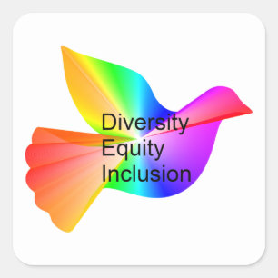 Diversity Equity Inklusion mit Regenbogenohr Quadratischer Aufkleber