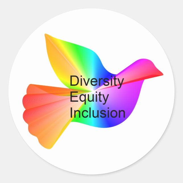 Diversity Equity Inklusion mit Regenbogenohr Runder Aufkleber (Vorderseite)
