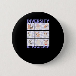 Diversity ist pawsome Niedlich Groovy Retro Vibes Button