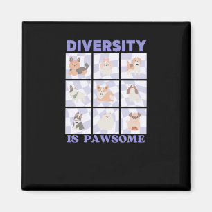 Diversity ist pawsome Niedlich Groovy Retro Vibes Magnet