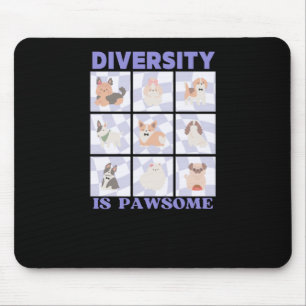 Diversity ist pawsome Niedlich Groovy Retro Vibes  Mousepad