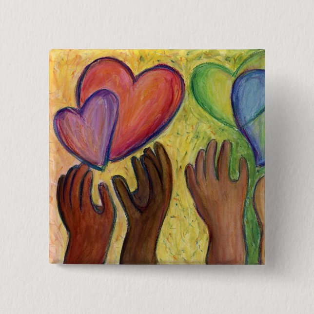 Diversity-Liebe für Herz und Nieren Lapel-Stift od Button (Vorderseite)