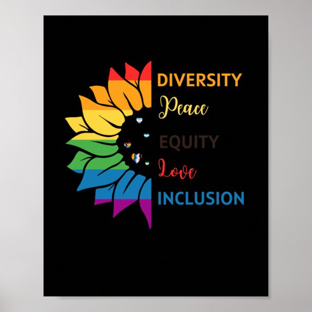 Diversity Peace Equity Liebe Inclusion - Rainbow S Poster (Vorne)
