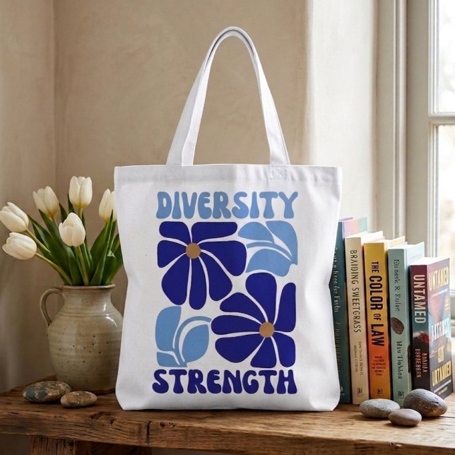 Diversity Stärke Retro-Blumen-Typografie Tasche (Von Creator hochgeladen)