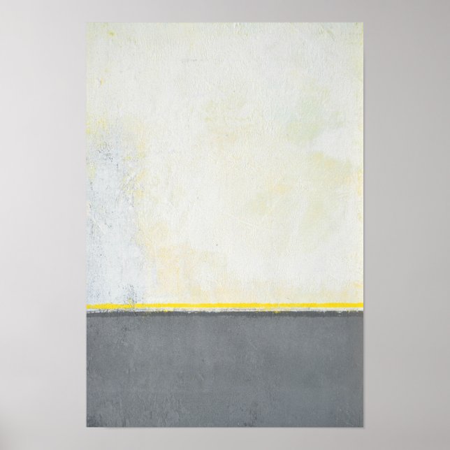 "Dividiert" Abstrakte Kunst in Grau und Gelb Poster (Vorne)