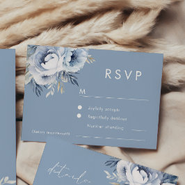 Divine Blue Gorgeous Floral Wedding RSVP Karte