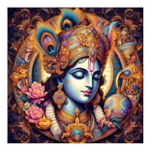 Divine Blue Krishna Art