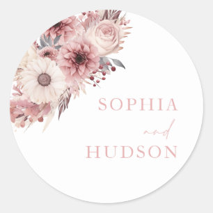 Divine Boho Blush & Rose Wedding Runder Aufkleber