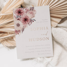 Divine Boho Blush Wedding Rose Gold Folieneinladung