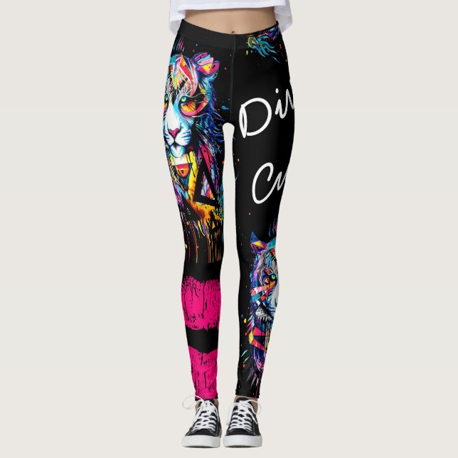 Divine Culture Big Cat Graphic Legging Leggings (Vorderseite)