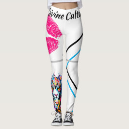 Divine Culture Big Cat Kisses Bright Graphic Leggings