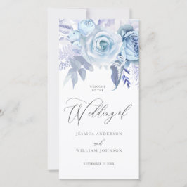 Divine Dusty Blue Floral Wedding Program