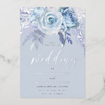 Divine Dusty Blue Floral Wedding Real Silver