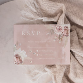Divine Dusty Rose Blush Wassercolor Hochzeit RSVP Karte