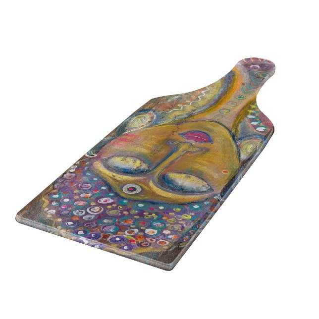 Divine Feminine Buddha glass cutting board Schneidebrett (Ecke)