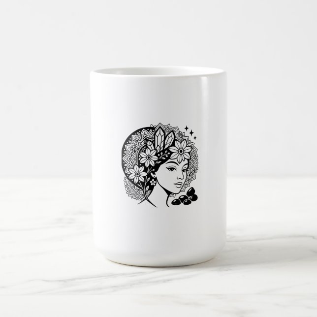 Divine Feminine Mandala Kunst, Dichtung und Musik Kaffeetasse (Mittel)