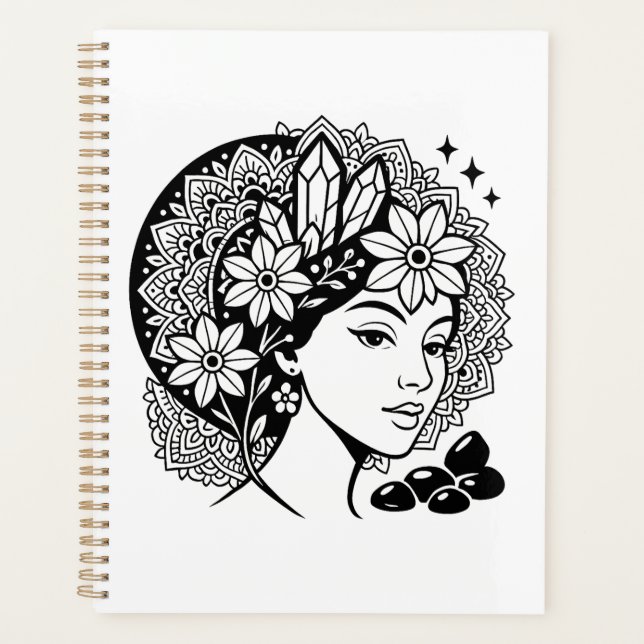 Divine Feminine Mandala Kunst, Dichtung und Musik Planer (Vorderseite)