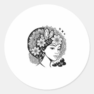 Divine Feminine Mandala Kunst, Dichtung und Musik Runder Aufkleber