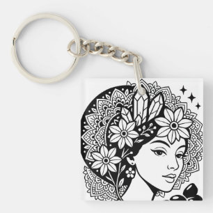 Divine Feminine Mandala Kunst, Dichtung und Musik Schlüsselanhänger