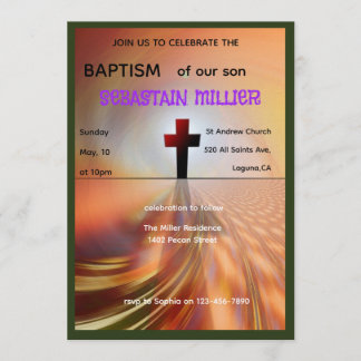 Divine Horizon Abstract Cross Baptism Invite Einladung