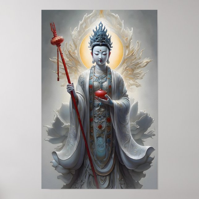 Divine Kannon Bodhisattva Poster mit Radikaler Aur (Vorne)