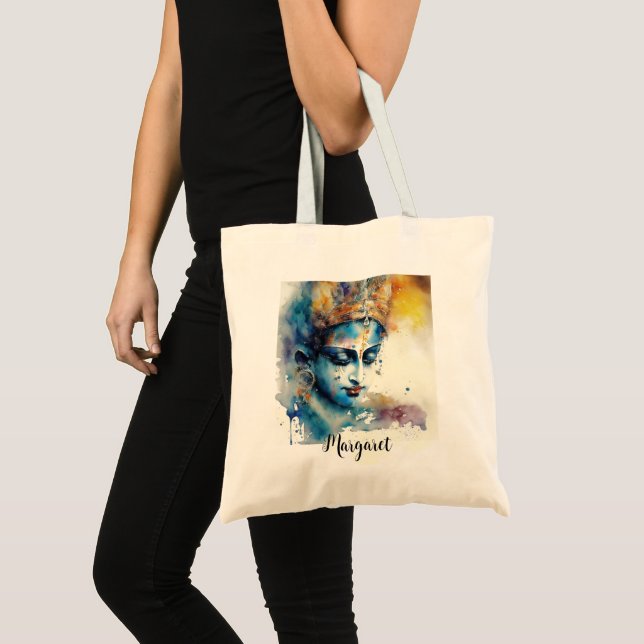 Divine Lord Krishna Personalisierter Name Tragetasche (Vorderseite (Produkt))