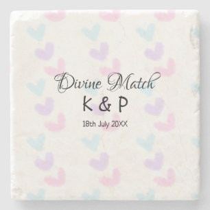 Divine match add pair name Letter heart Steinuntersetzer