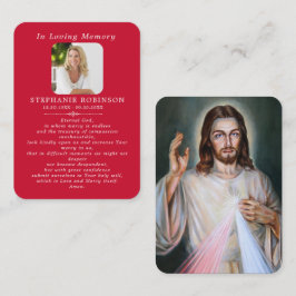 Divine Mercy Catholic Funeral Red Prayer Card Visitenkarte
