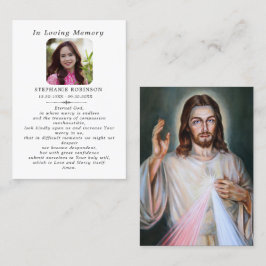 Divine Mercy Catholic Jesus Funeral Prayer Card Visitenkarte
