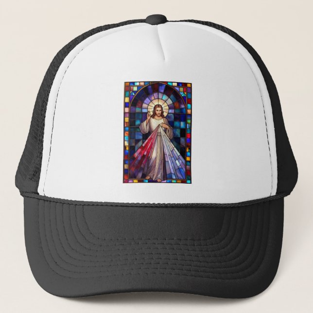 Divine Mercy Jesus Trucker Hat Truckerkappe (Vorderseite)