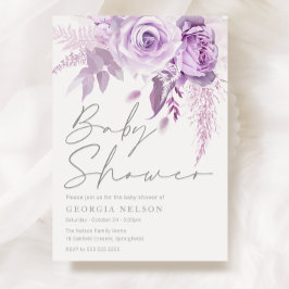 Divine Purple Lavender Rose Floral Baby Shower Einladung